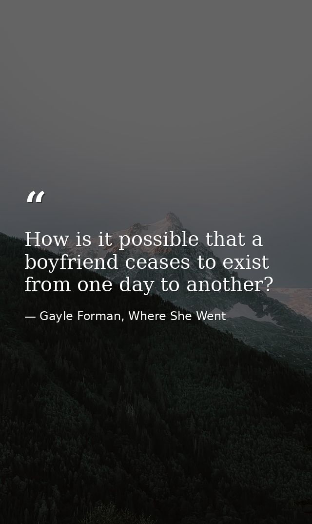 How is it possible that a boyfriend ceases to exist from one day to another? — Gayle Forman, Where She Went