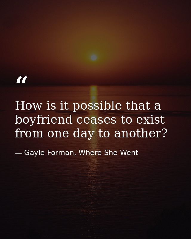 How is it possible that a boyfriend ceases to exist from one day to another? — Gayle Forman, Where She Went