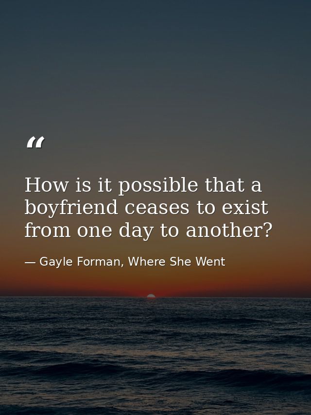 How is it possible that a boyfriend ceases to exist from one day to another? — Gayle Forman, Where She Went
