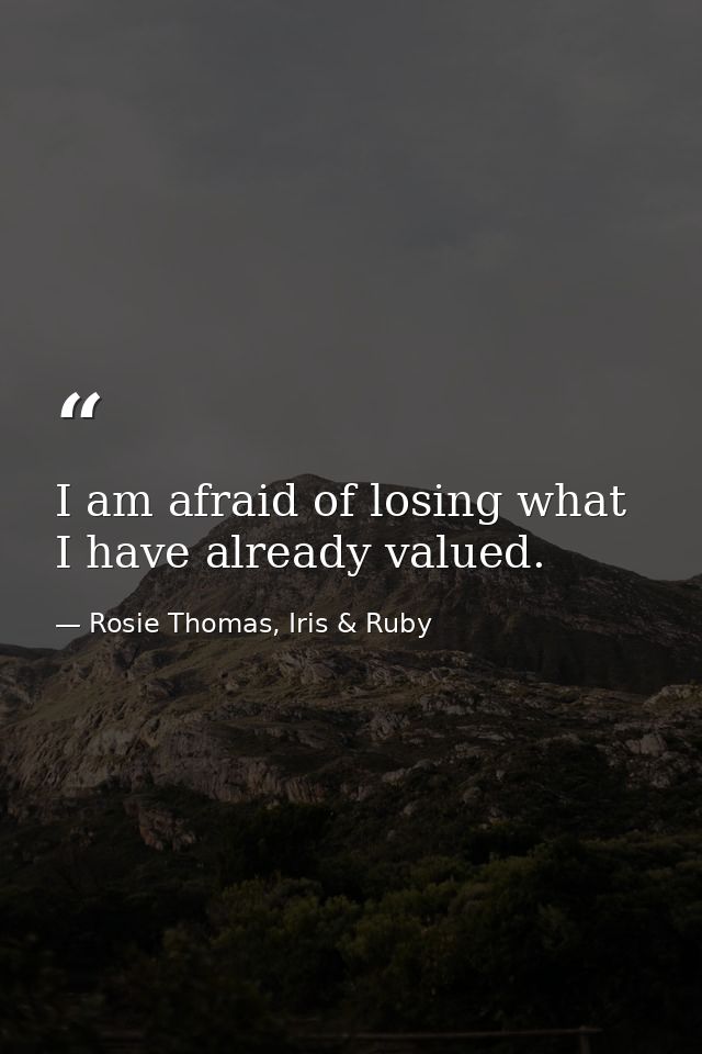 I am afraid of losing what I have already valued. — Rosie Thomas, Iris & Ruby