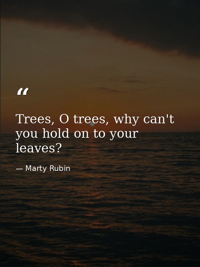 Trees, O trees, why can't you hold on to your leaves? — Marty Rubin