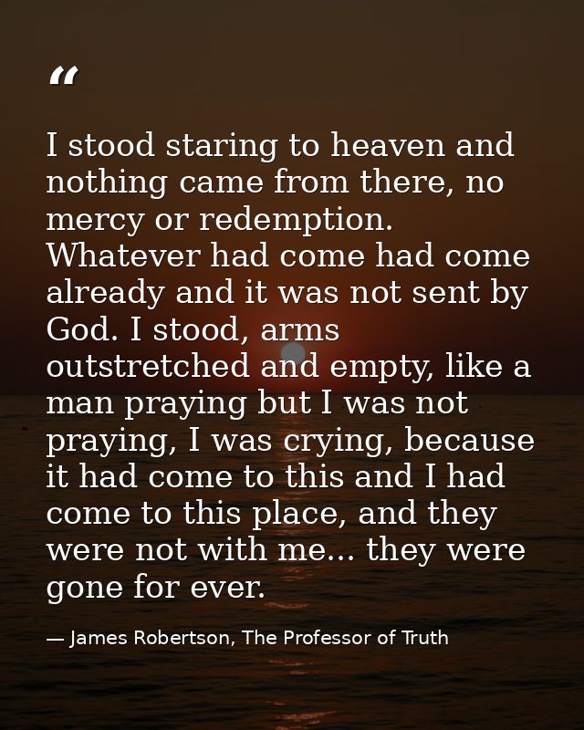 I stood staring to heaven and nothing came from there, no mercy or redemption. Whatever had come had come already and it — James Robertson, The Professor of Truth