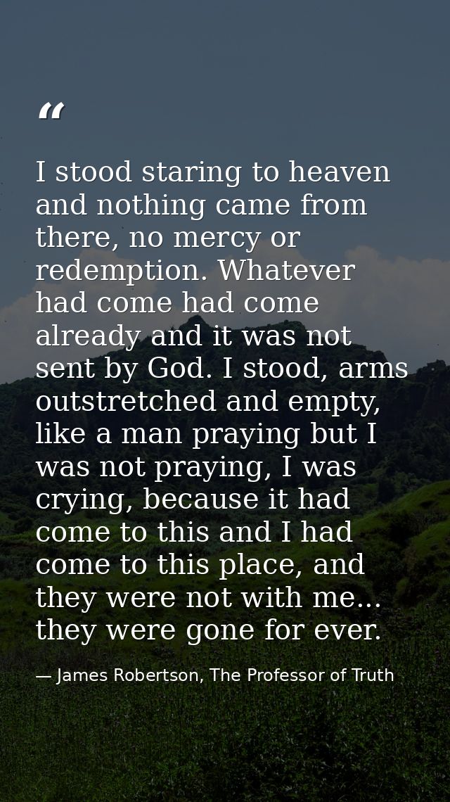 I stood staring to heaven and nothing came from there, no mercy or redemption. Whatever had come had come already and it — James Robertson, The Professor of Truth