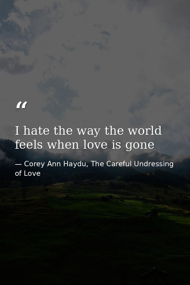 I hate the way the world feels when love is gone — Corey Ann Haydu, The Careful Undressing of Love