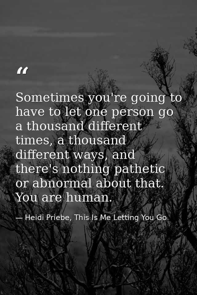 Sometimes you're going to have to let one person go a thousand different times, a thousand different ways, and there's n — Heidi Priebe, This Is Me Letting You Go