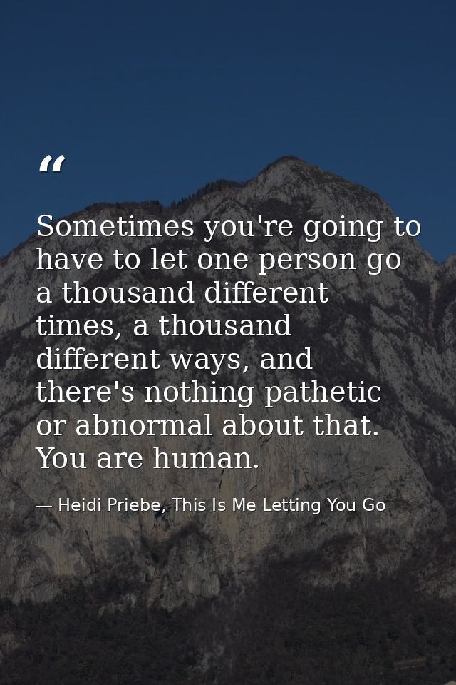 Sometimes you're going to have to let one person go a thousand different times, a thousand different ways, and there's n — Heidi Priebe, This Is Me Letting You Go