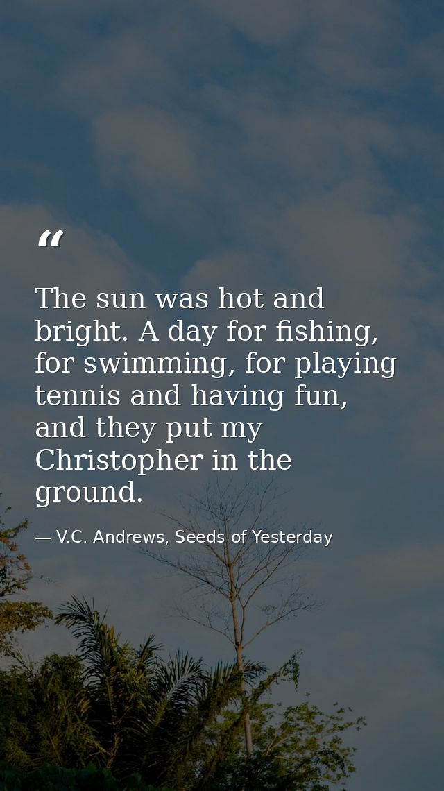 The sun was hot and bright. A day for fishing, for swimming, for playing tennis and having fun, and they put my Christop — V.C. Andrews, Seeds of Yesterday