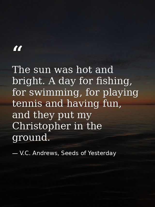 The sun was hot and bright. A day for fishing, for swimming, for playing tennis and having fun, and they put my Christop — V.C. Andrews, Seeds of Yesterday