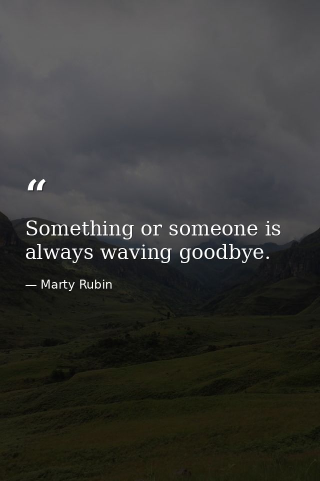 Something or someone is always waving goodbye. — Marty Rubin