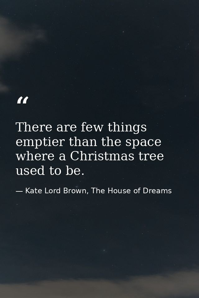 There are few things emptier than the space where a Christmas tree used to be. — Kate Lord Brown, The House of Dreams
