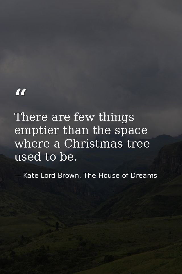 There are few things emptier than the space where a Christmas tree used to be. — Kate Lord Brown, The House of Dreams