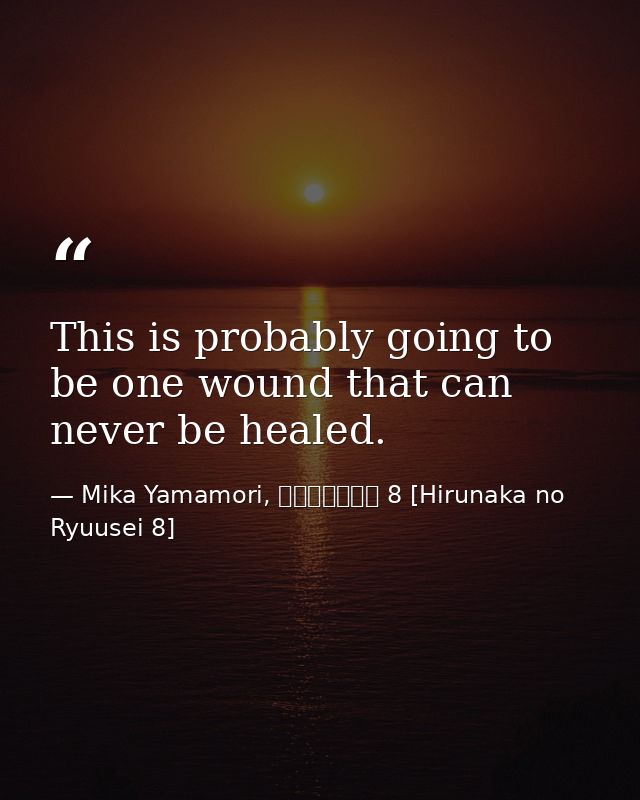 This is probably going to be one wound that can never be healed. — Mika Yamamori, ひるなかの流星 8 [Hirunaka no Ryuusei 8]