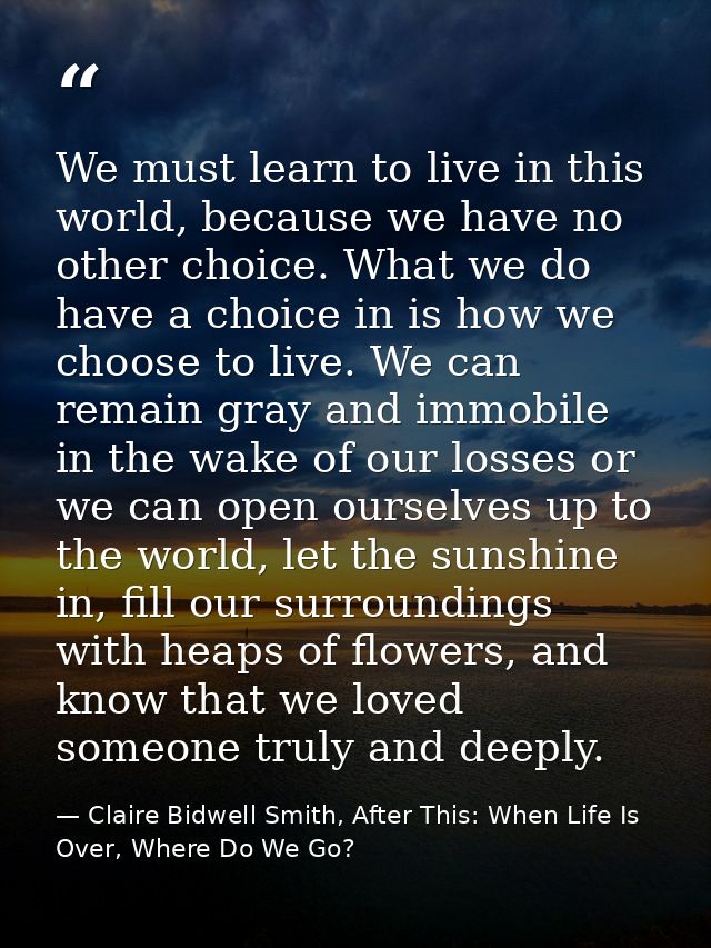 We must learn to live in this world, because we have no other choice. What we do have a choice in is how we choose to li — Claire Bidwell Smith, After This: When Life Is Over, Where Do We Go?