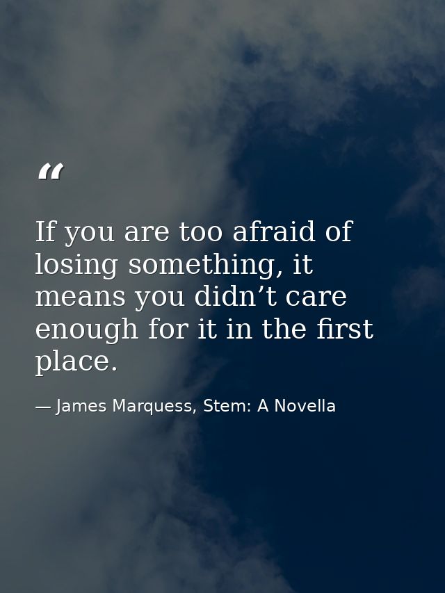 If you are too afraid of losing something, it means you didn’t care enough for it in the first place. — James Marquess, Stem: A Novella