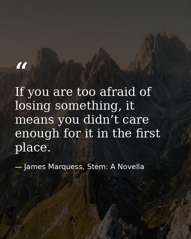 If you are too afraid of losing something, it means you didn’t care enough for it in the first place. — James Marquess, Stem: A Novella
