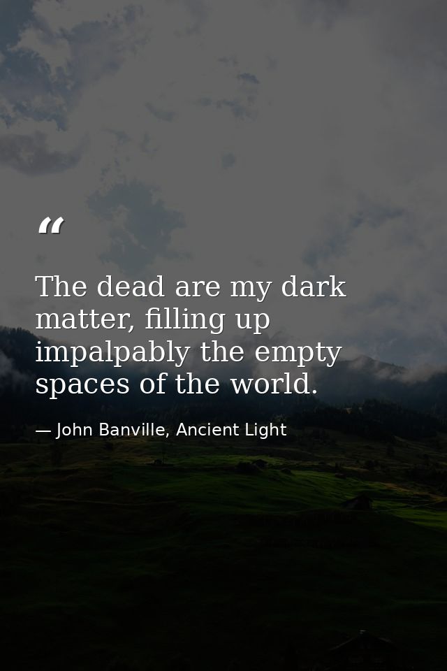 The dead are my dark matter, filling up impalpably the empty spaces of the world. — John Banville, Ancient Light