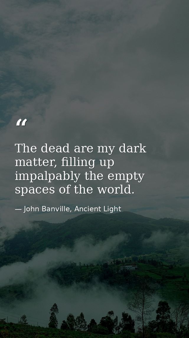 The dead are my dark matter, filling up impalpably the empty spaces of the world. — John Banville, Ancient Light
