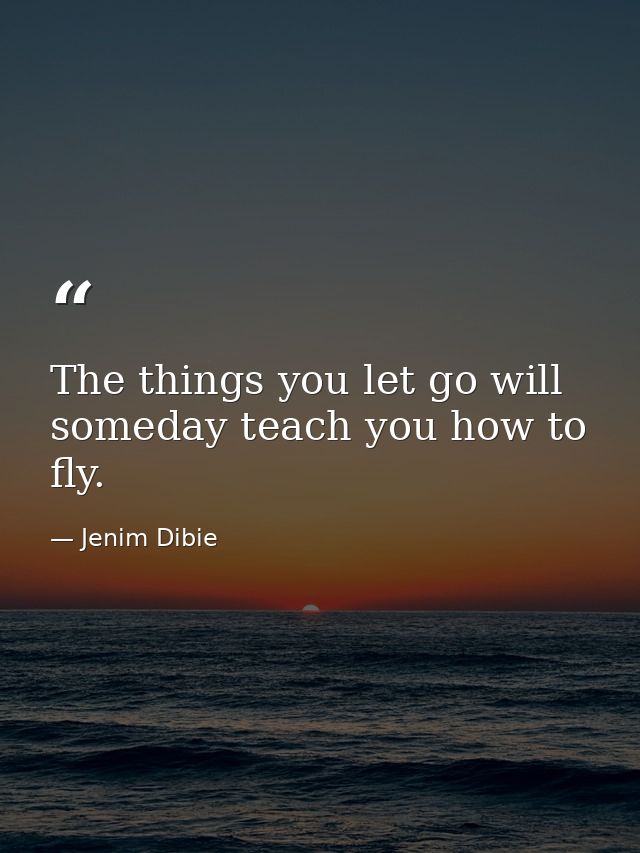 The things you let go will someday teach you how to fly. — Jenim Dibie