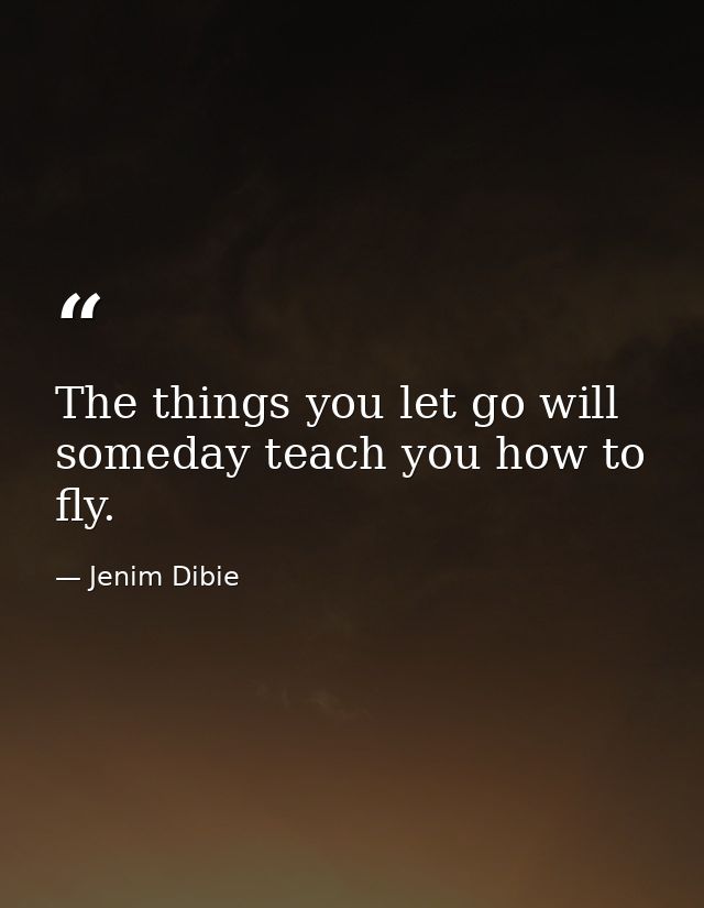 The things you let go will someday teach you how to fly. — Jenim Dibie