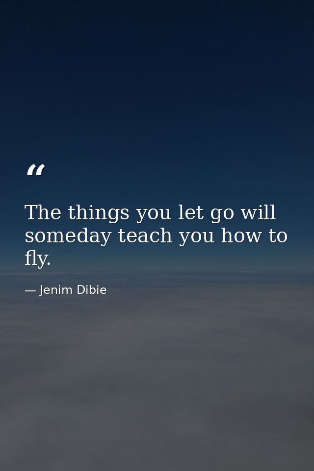 The things you let go will someday teach you how to fly. — Jenim Dibie
