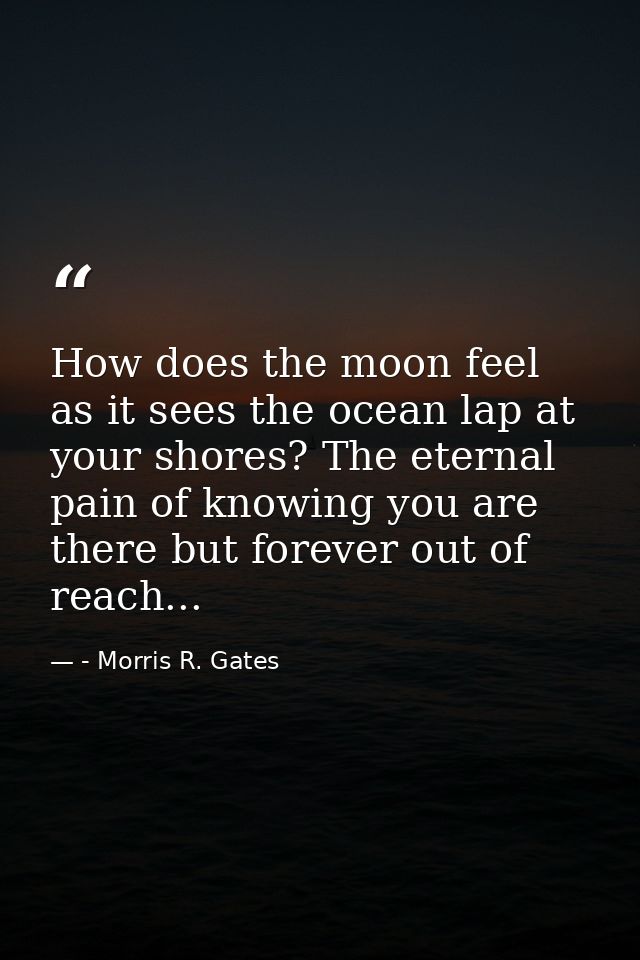 How does the moon feel as it sees the ocean lap at your shores? The eternal pain of knowing you are there but forever ou — - Morris R. Gates