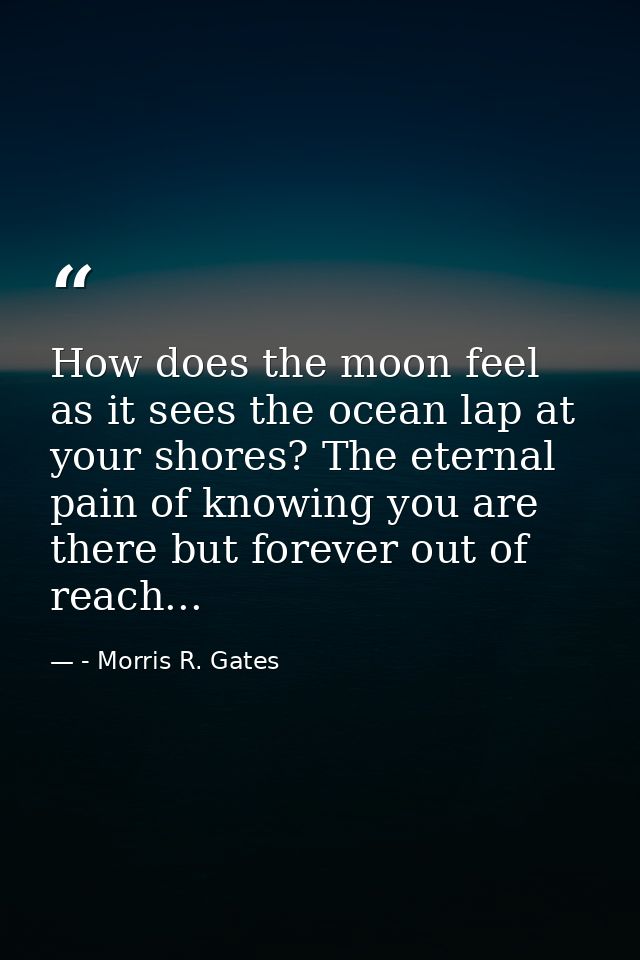 How does the moon feel as it sees the ocean lap at your shores? The eternal pain of knowing you are there but forever ou — - Morris R. Gates