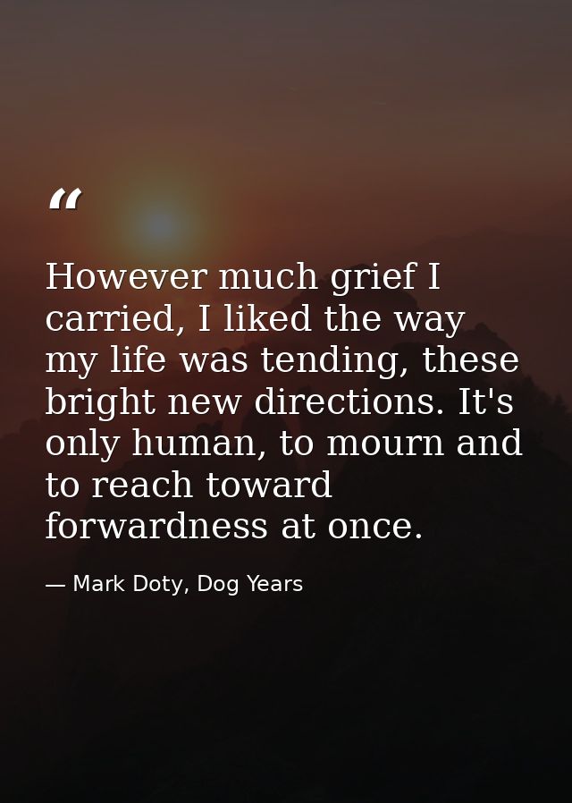 However much grief I carried, I liked the way my life was tending, these bright new directions. It's only human, to mour — Mark Doty, Dog Years