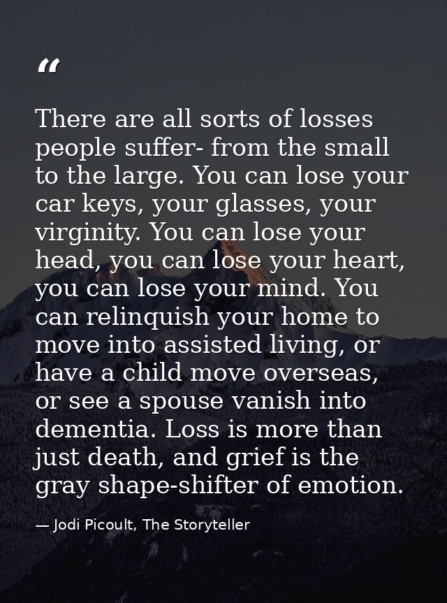 There are all sorts of losses people suffer- from the small to the large. You can lose your car keys, your glasses, your — Jodi Picoult, The Storyteller
