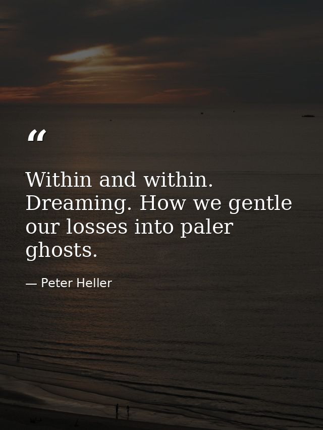 Within and within. Dreaming. How we gentle our losses into paler ghosts. — Peter Heller