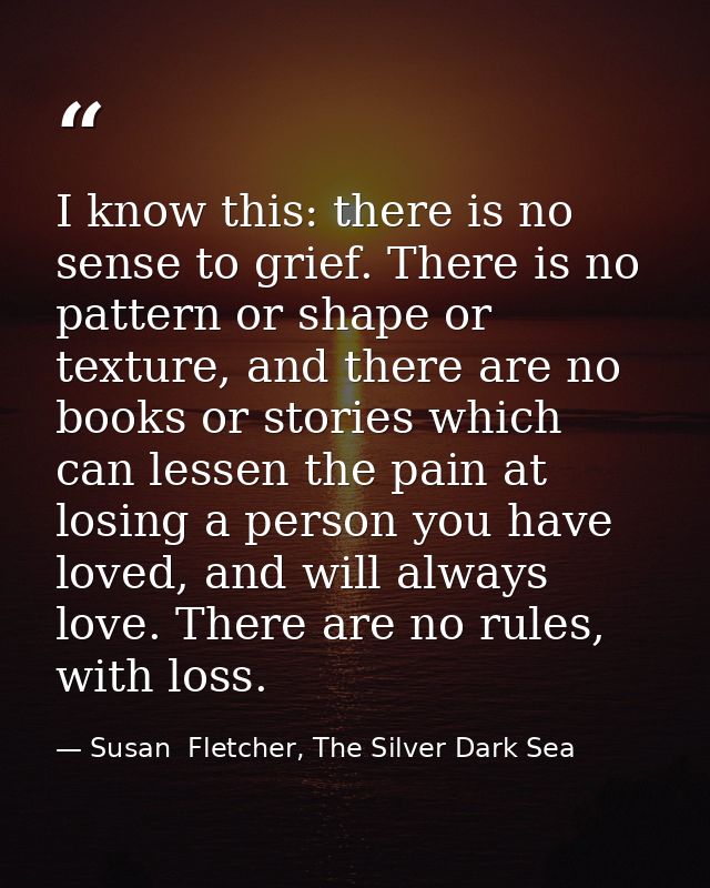 I know this: there is no sense to grief. There is no pattern or shape or texture, and there are no books or stories whic — Susan  Fletcher, The Silver Dark Sea