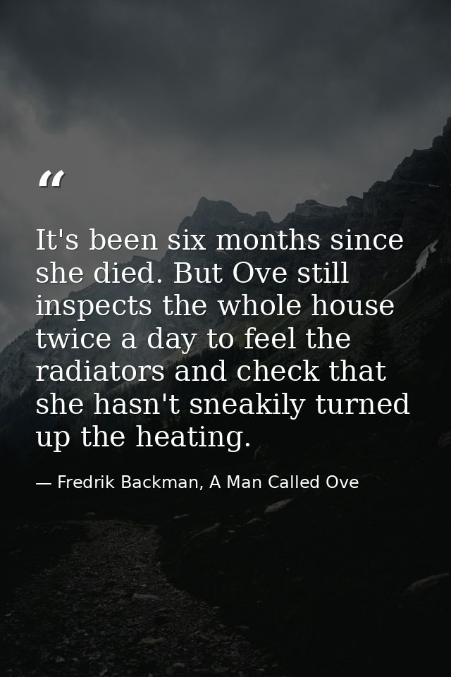 It's been six months since she died. But Ove still inspects the whole house twice a day to feel the radiators and check  — Fredrik Backman, A Man Called Ove