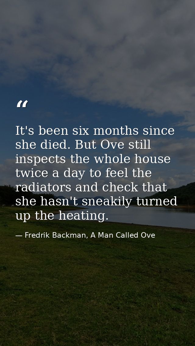 It's been six months since she died. But Ove still inspects the whole house twice a day to feel the radiators and check  — Fredrik Backman, A Man Called Ove