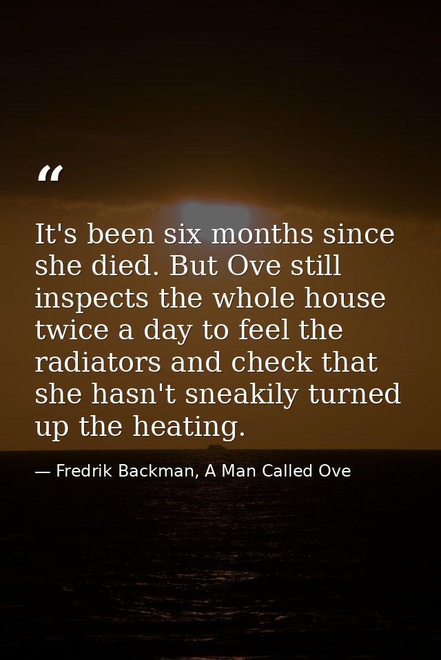It's been six months since she died. But Ove still inspects the whole house twice a day to feel the radiators and check  — Fredrik Backman, A Man Called Ove