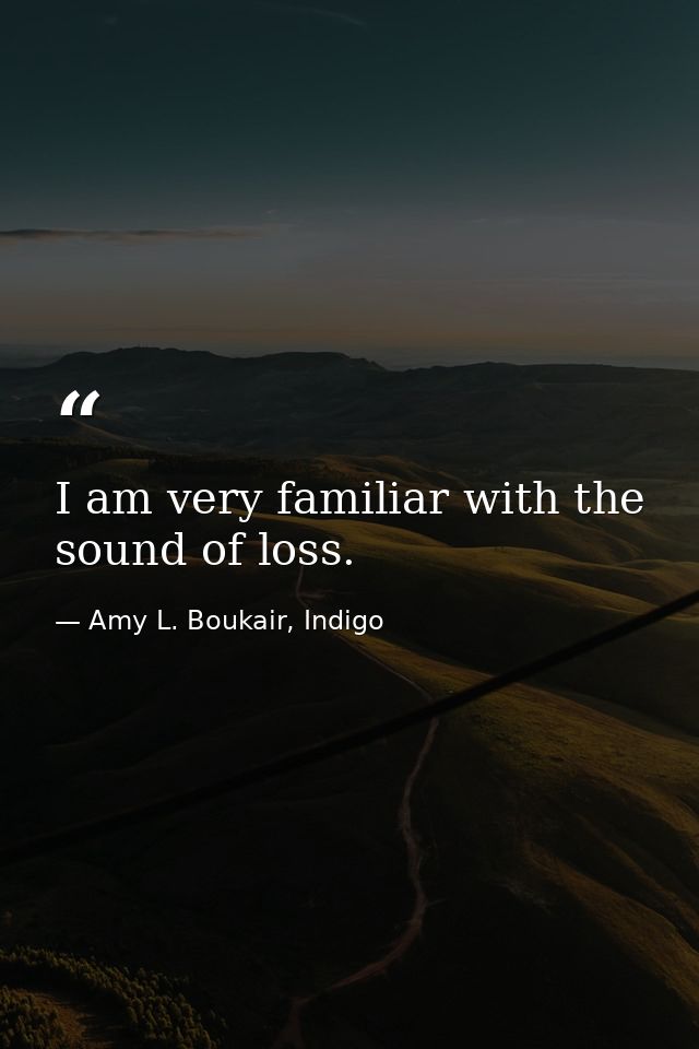 I am very familiar with the sound of loss. — Amy L. Boukair, Indigo