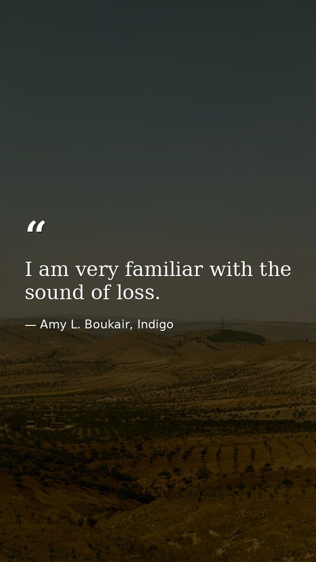 I am very familiar with the sound of loss. — Amy L. Boukair, Indigo