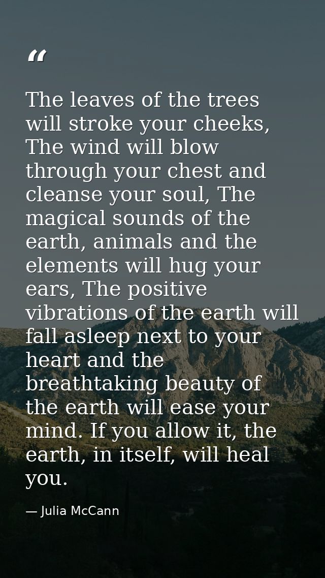 The leaves of the trees will stroke your cheeks, The wind will blow through your chest and cleanse your soul, The magica — Julia McCann