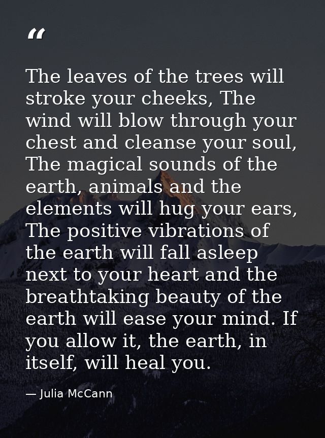 The leaves of the trees will stroke your cheeks, The wind will blow through your chest and cleanse your soul, The magica — Julia McCann