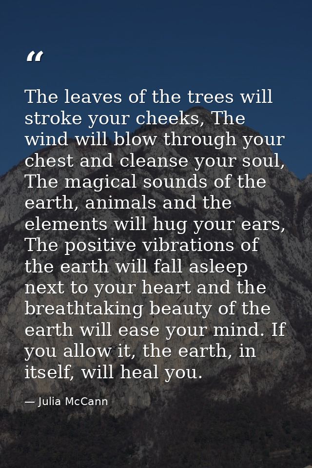 The leaves of the trees will stroke your cheeks, The wind will blow through your chest and cleanse your soul, The magica — Julia McCann