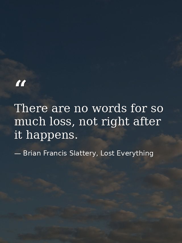 There are no words for so much loss, not right after it happens. — Brian Francis Slattery, Lost Everything
