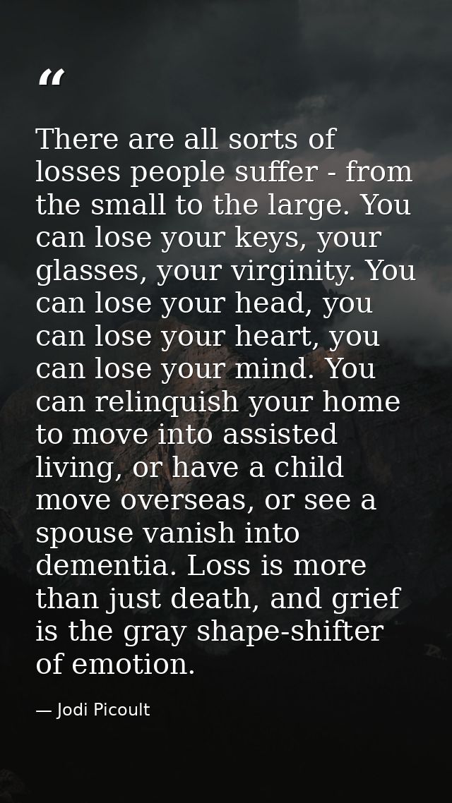 There are all sorts of losses people suffer - from the small to the large. You can lose your keys, your glasses, your vi — Jodi Picoult