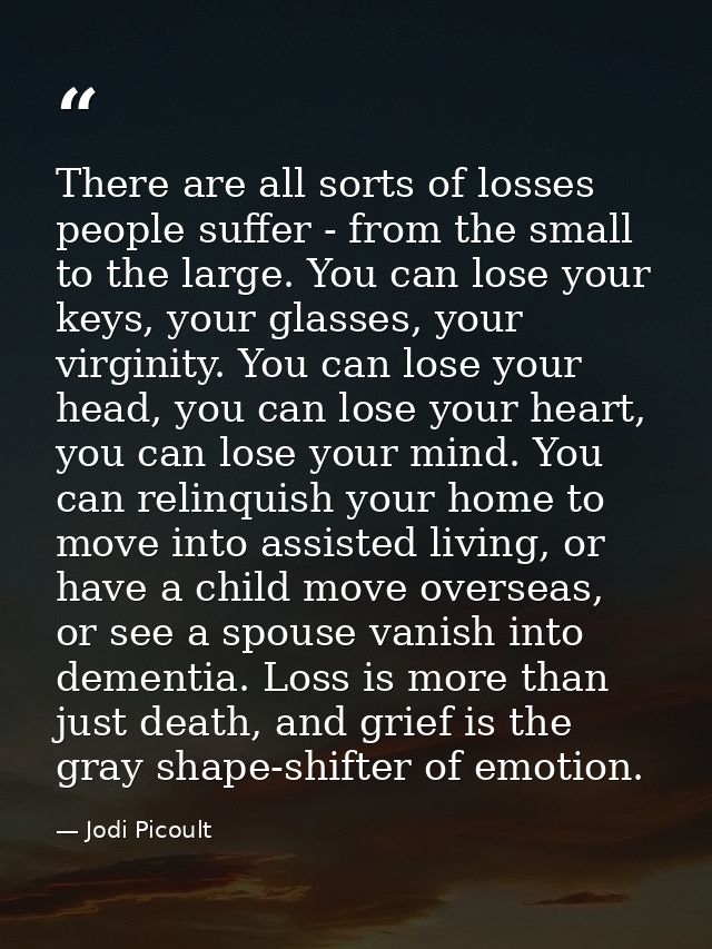 There are all sorts of losses people suffer - from the small to the large. You can lose your keys, your glasses, your vi — Jodi Picoult