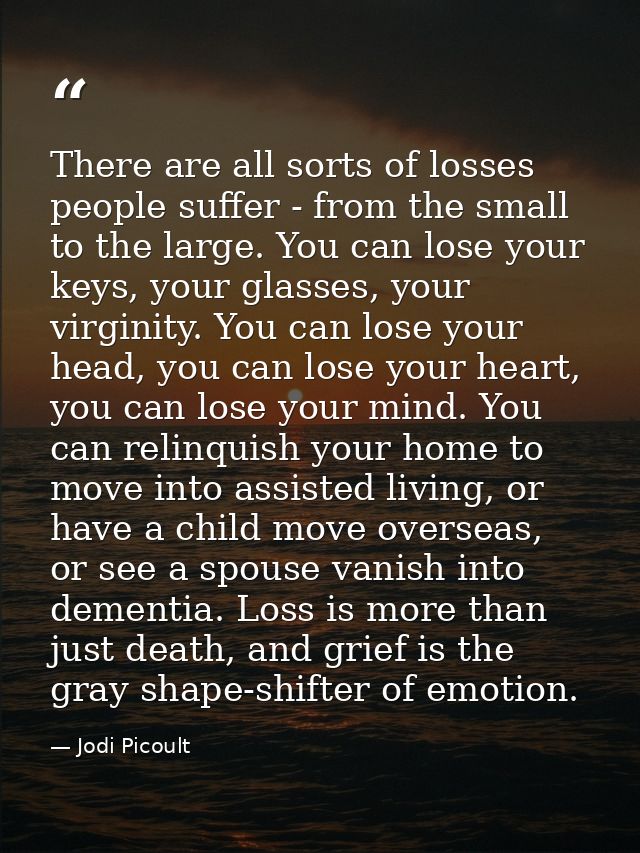 There are all sorts of losses people suffer - from the small to the large. You can lose your keys, your glasses, your vi — Jodi Picoult