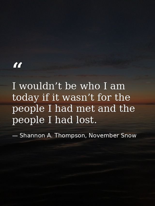 I wouldn’t be who I am today if it wasn’t for the people I had met and the people I had lost. — Shannon A. Thompson, November Snow