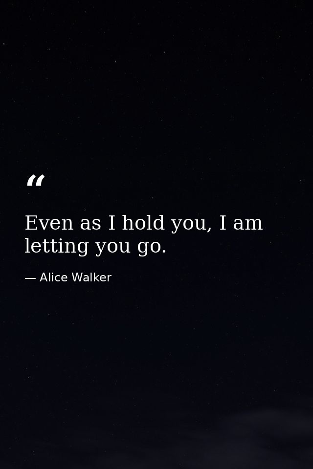 Even as I hold you, I am letting you go. — Alice Walker