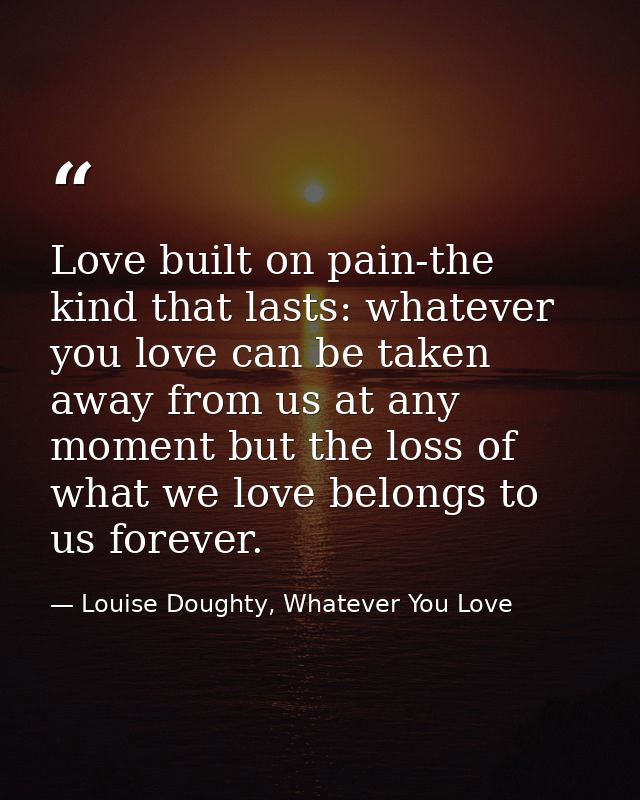 Love built on pain-the kind that lasts: whatever you love can be taken away from us at any moment but the loss of what w — Louise Doughty, Whatever You Love