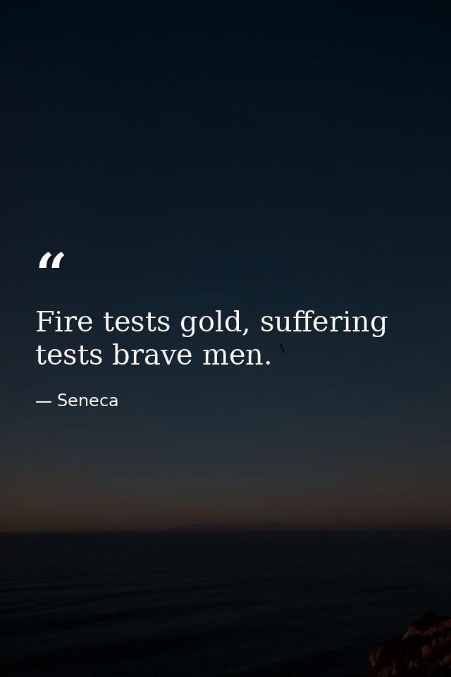 Fire tests gold, suffering tests brave men. — Seneca