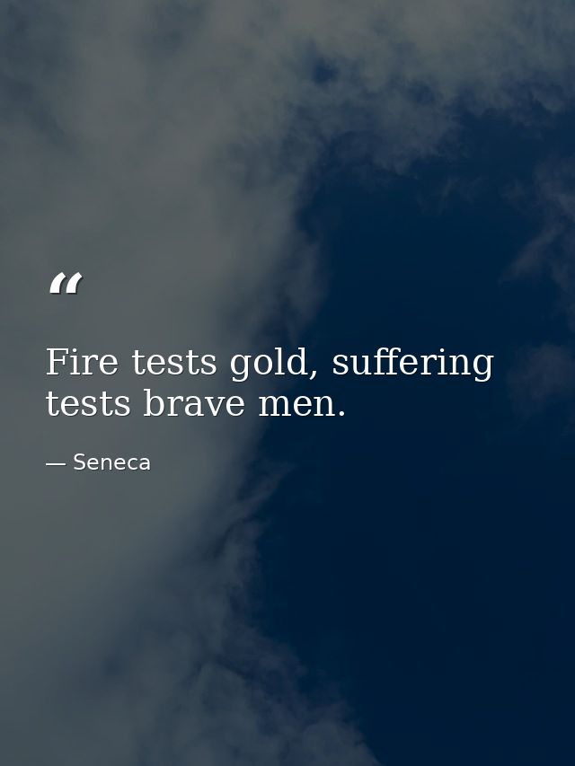 Fire tests gold, suffering tests brave men. — Seneca