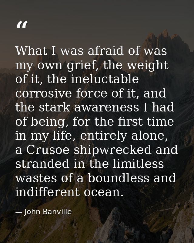 What I was afraid of was my own grief, the weight of it, the ineluctable corrosive force of it, and the stark awareness  — John Banville