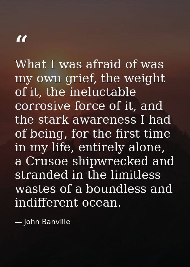 What I was afraid of was my own grief, the weight of it, the ineluctable corrosive force of it, and the stark awareness  — John Banville