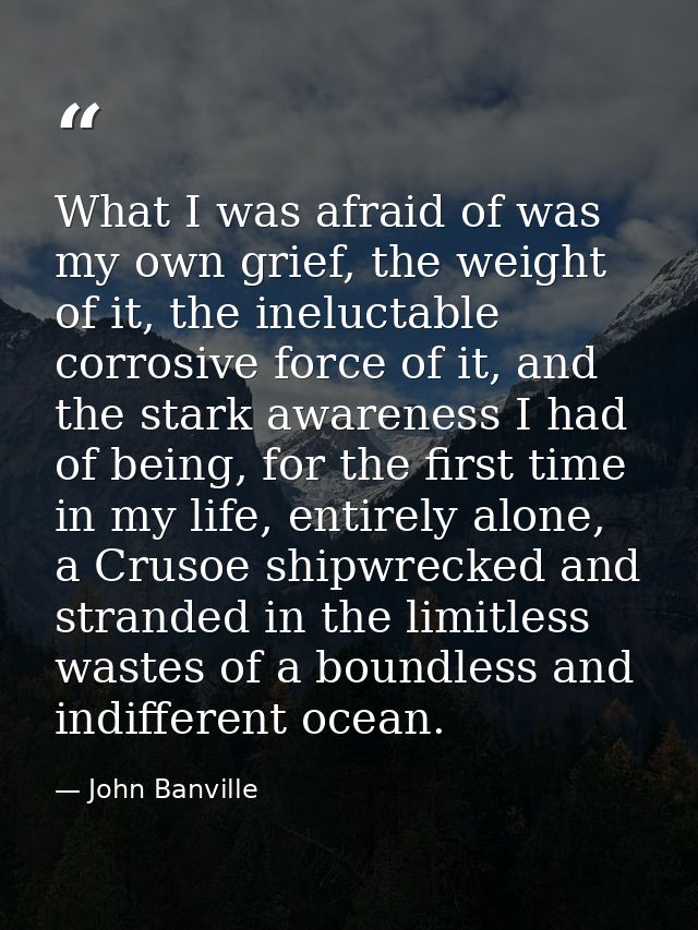 What I was afraid of was my own grief, the weight of it, the ineluctable corrosive force of it, and the stark awareness  — John Banville